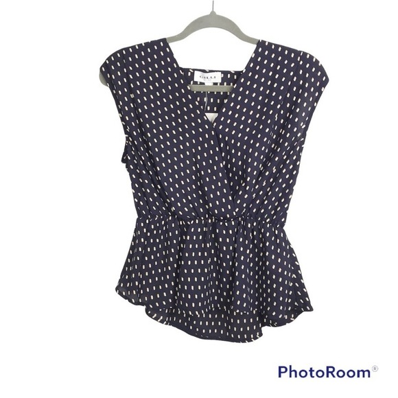 Gilli squared polka dot print surplice peplum blouse size S NWT - Picture 1 of 6